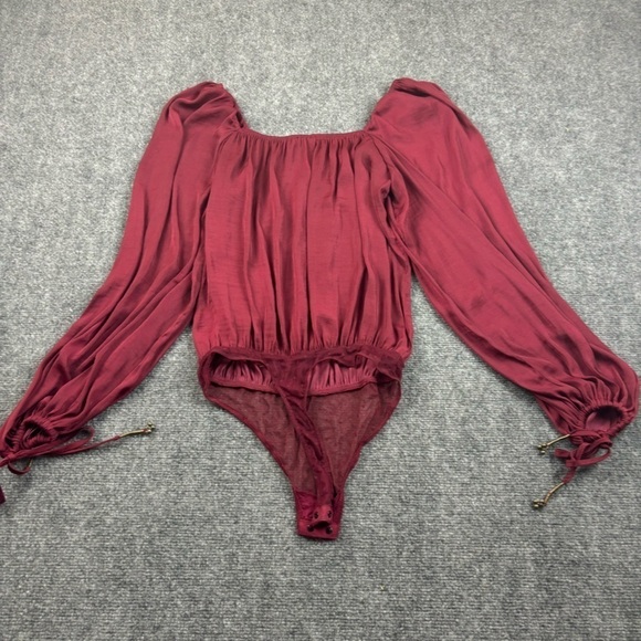 FREE PEOPLE Intimately Women’s Another Round Pomegranate Red Blouse bodysuit XS - Picture 2 of 14